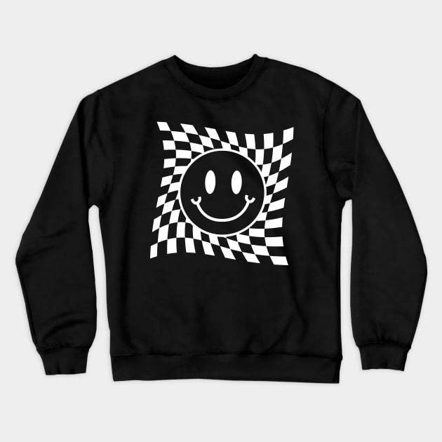 White Preppy Smiley Face Crewneck Sweatshirt by Taylor Thompson Art